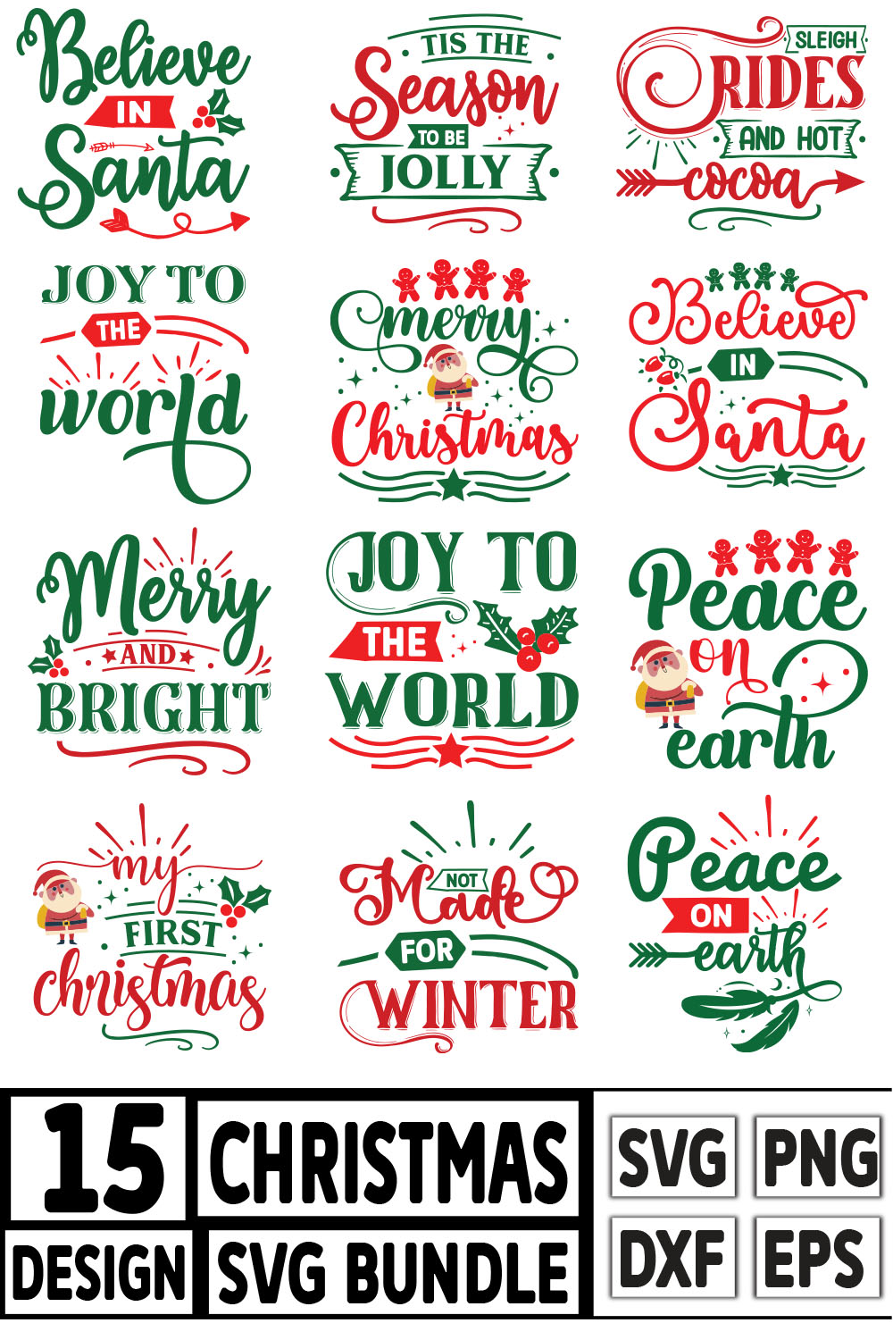 A set of unique images for prints on the theme of Christmas.