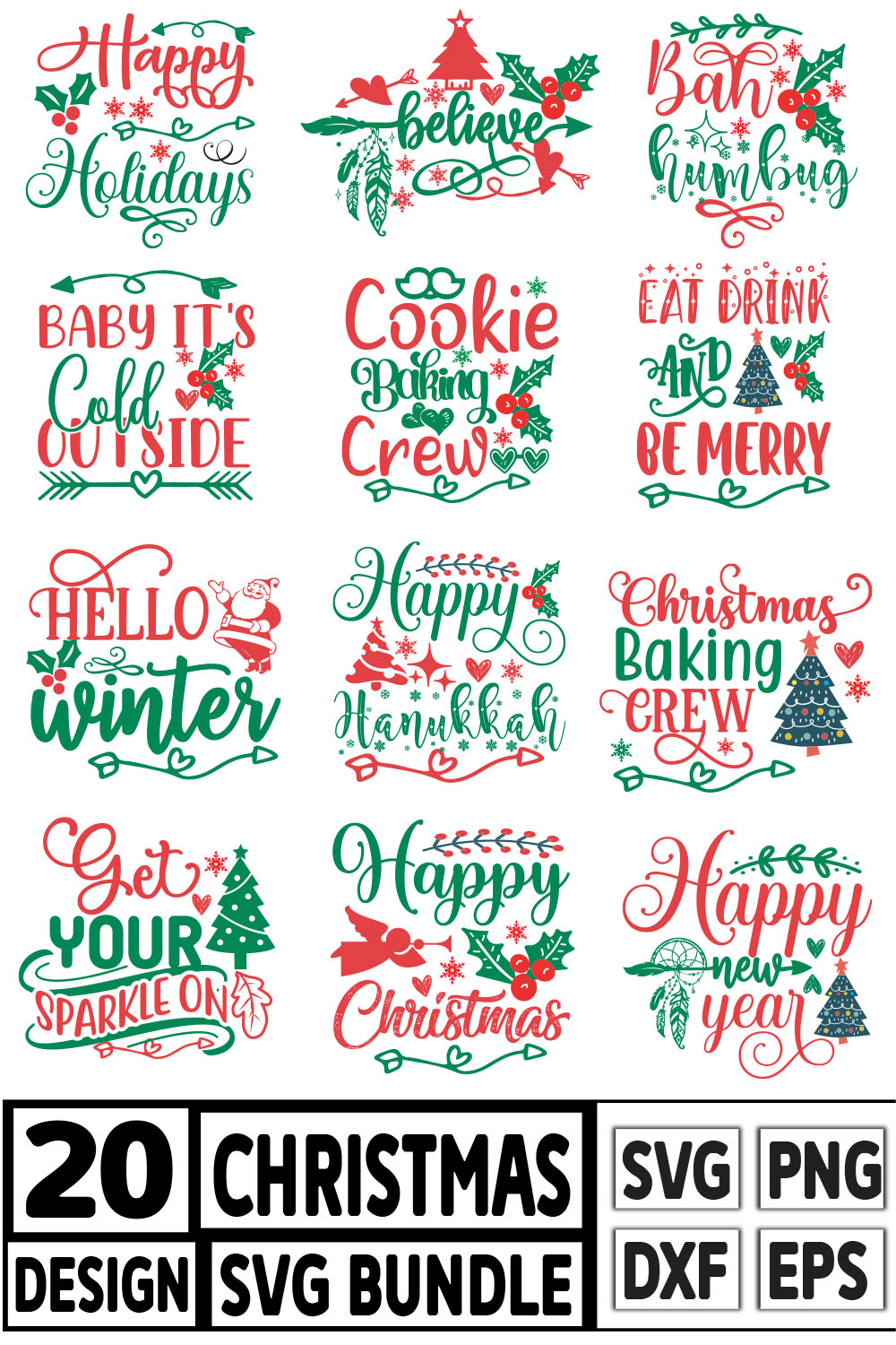 A set of irresistible images for prints on the theme of Christmas.