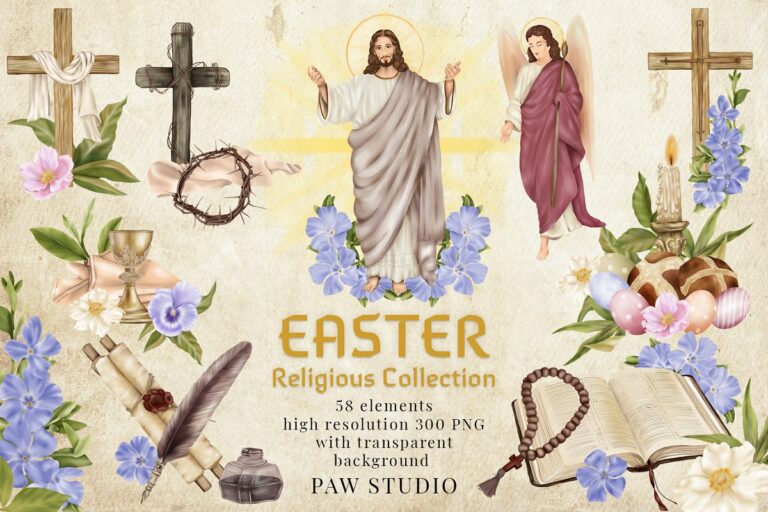 Religious Easter Clipart Jesus Risen – Masterbundles