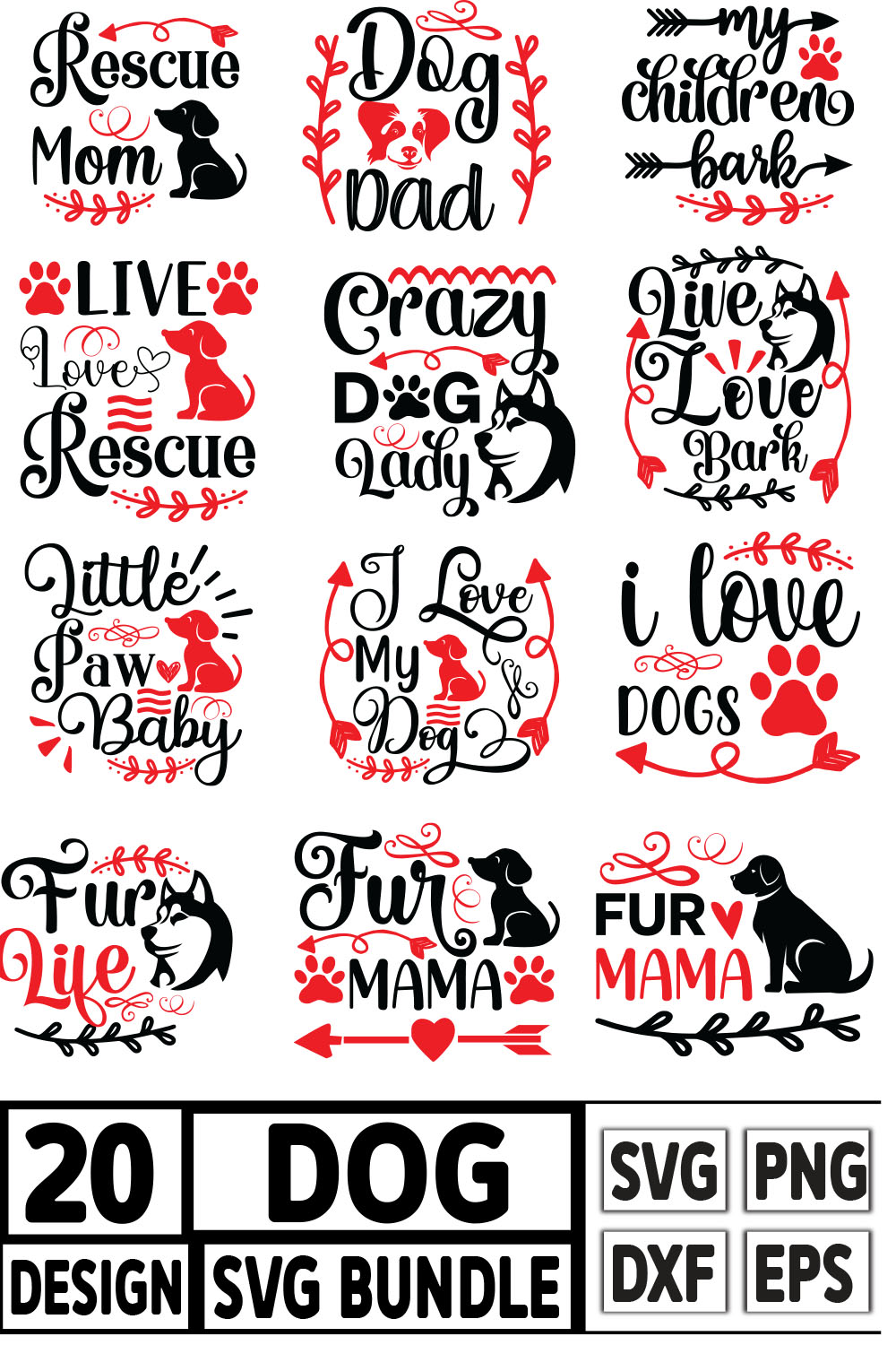 Dog SVG T-shirt Design Bundle pinterest image.