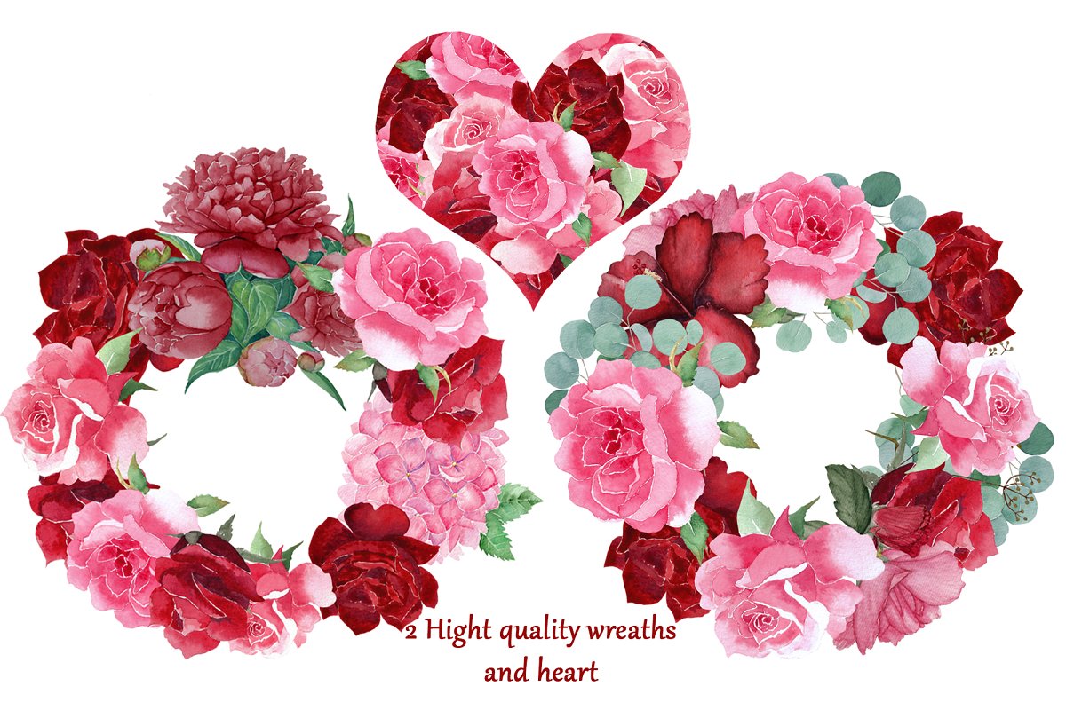 You will get 2 high quality wreath and hearts.