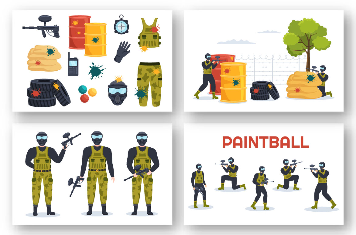 Game Paintball Design Illustration preview image.
