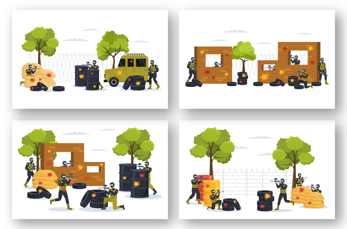 Paintball Game Design Illustration preview image.