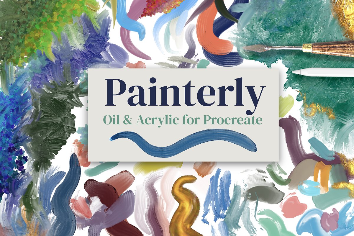 Cover image of Painterly Brushes for Procreate.