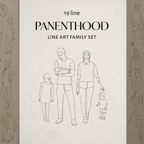 Parenthood. Line Art Family Set.