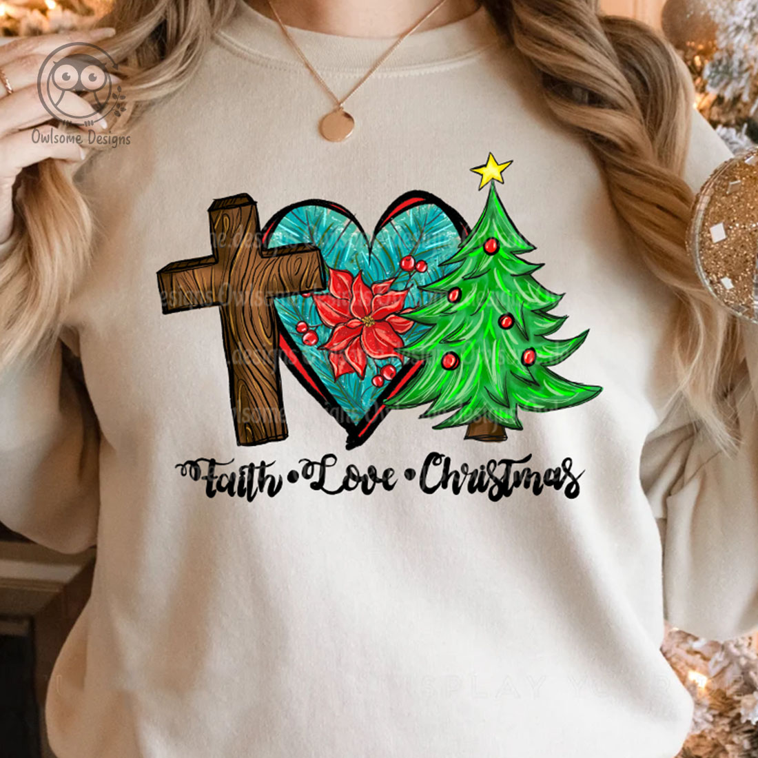 Christmas Sweetshot Peace Love Sublimation Design preview image.