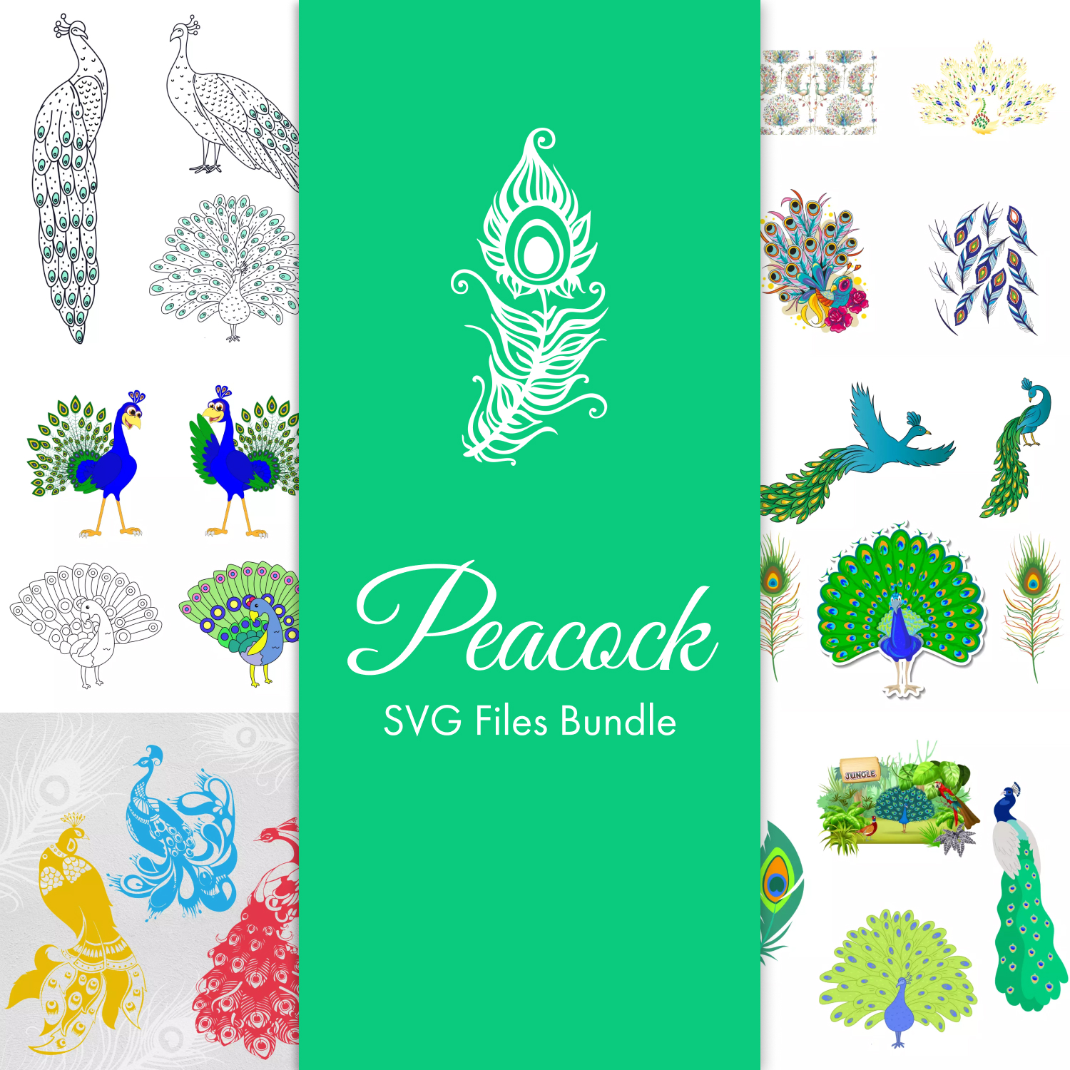 Peacock SVG Files Bundle.