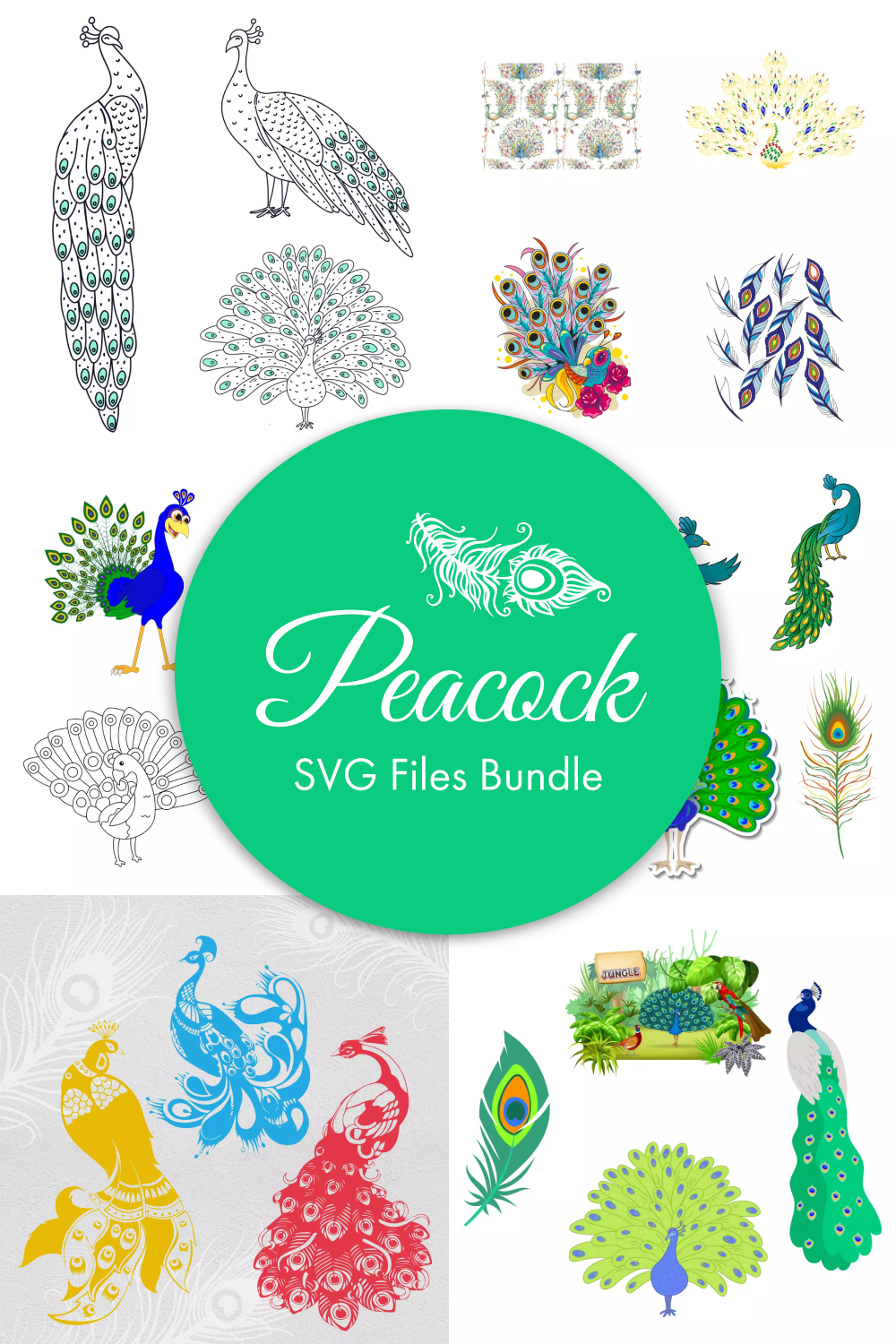 peacock svg files bundle pinterest 928
