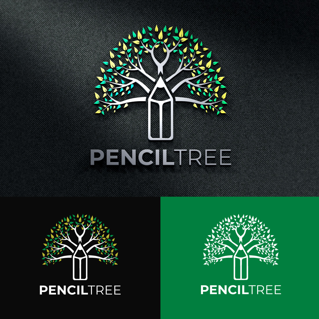 Pencil Tree Logo Template - main image preview.