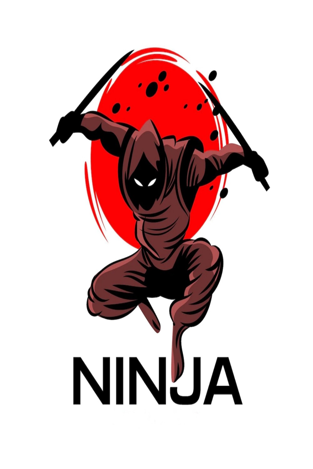 Ninja Back Print T-shirt Design preview image.