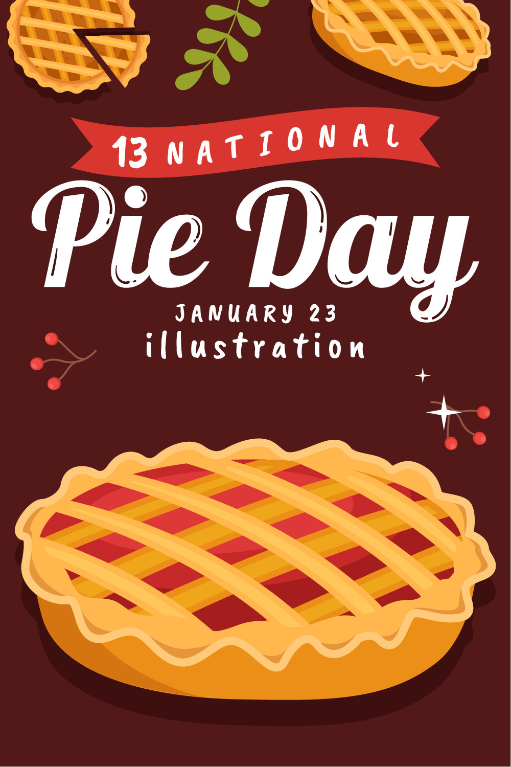 National Pie Day Illustration pinterest image.