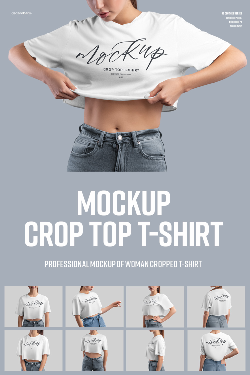Mockups Crop Top Woman T-shirt Design pinterest image.