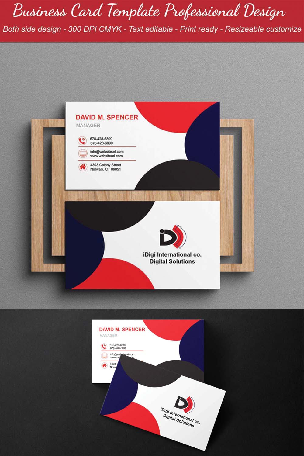 Red Creative Business Card Template Pinterest Collage image.