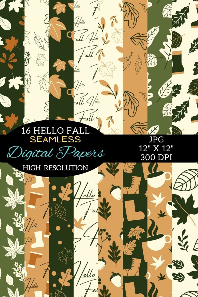 Fall Digital Paper Patterns Design - MasterBundles