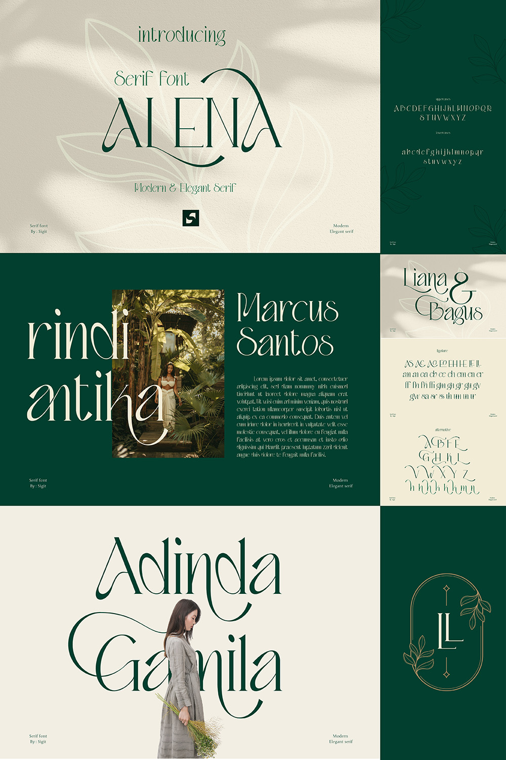Alena Serif Font Pinterest Collage Image.