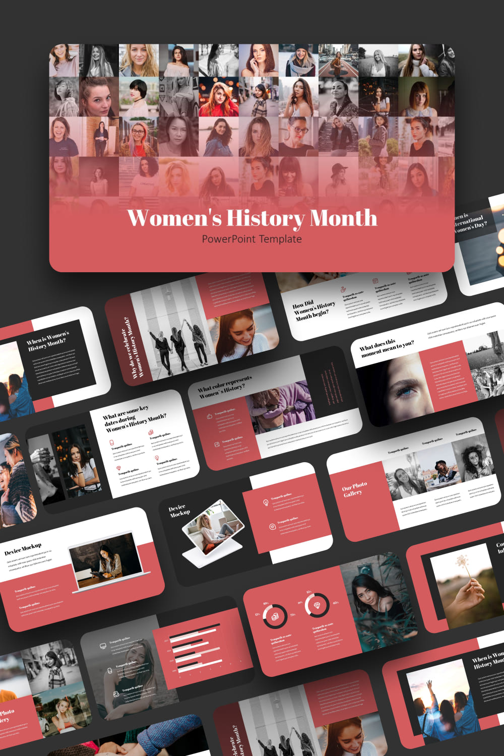 Women's History Month Powerpoint Template - pinterest image preview.