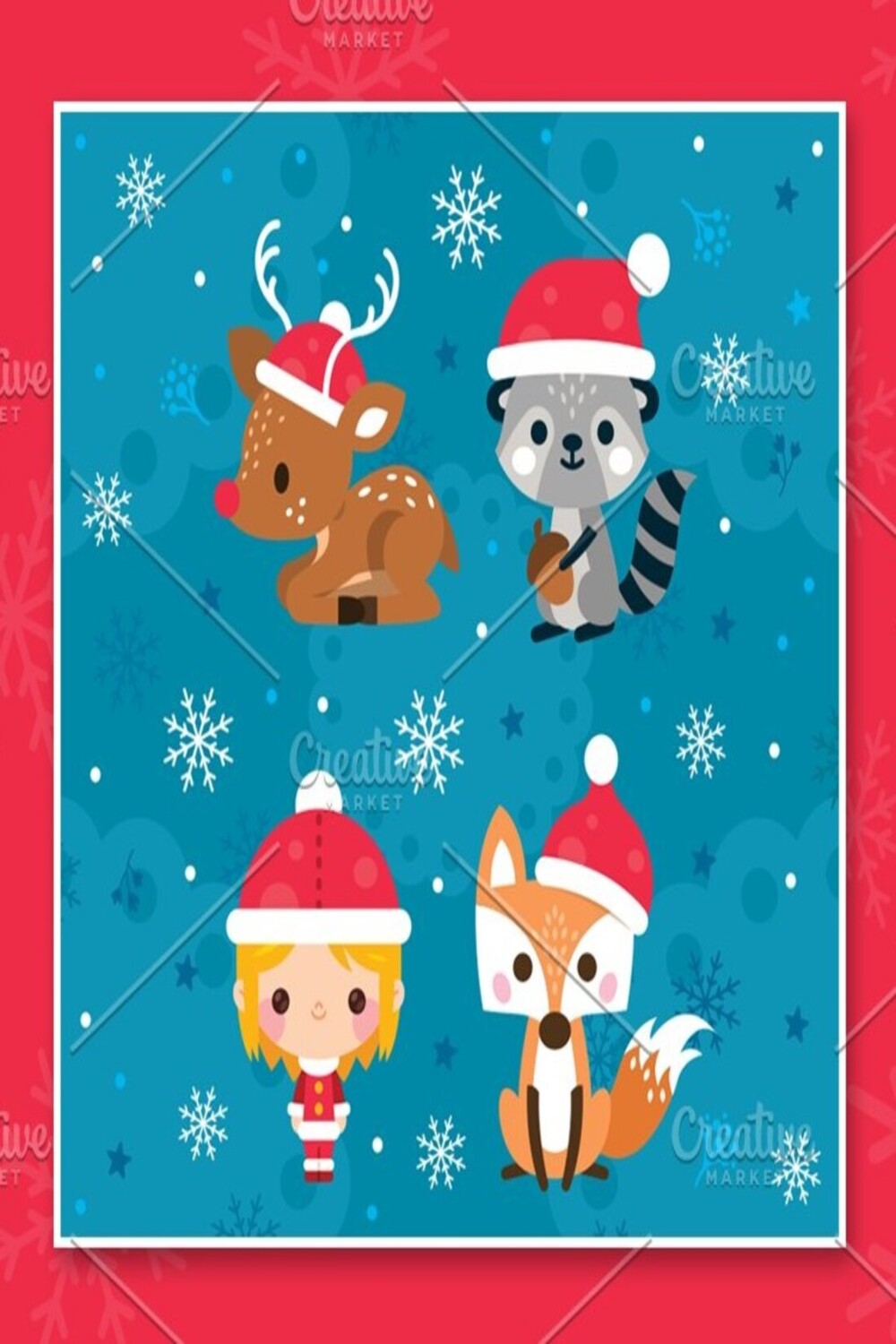 4 Isolated Christmas Characters - Pinterest image preview.