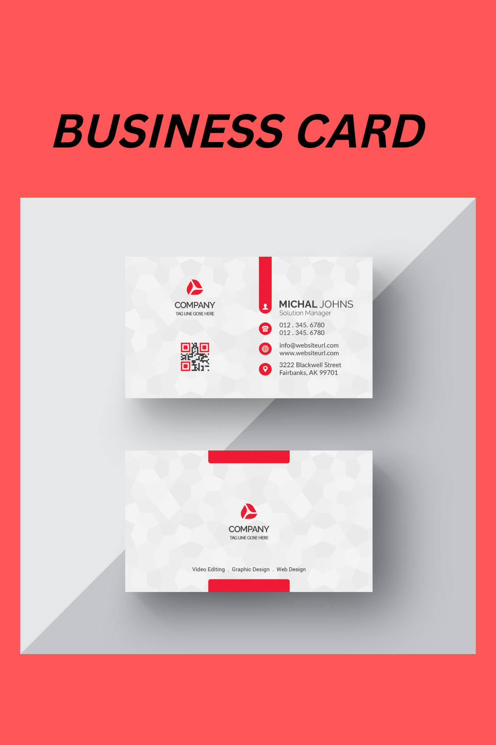 Business Card Double Sided Template - pinterest image preview.