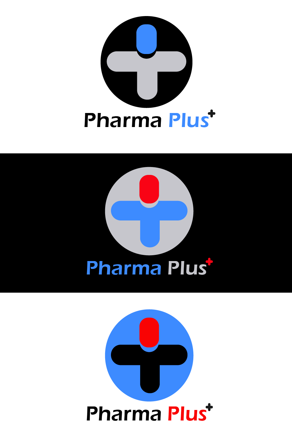 Pharma Plus Logo Bundle Pinterest Collage image.