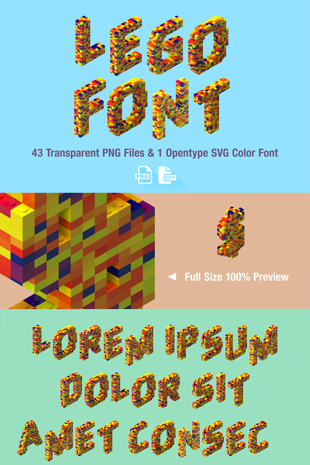 Ms Lego Opentype Color Font and PNG pinterest image.