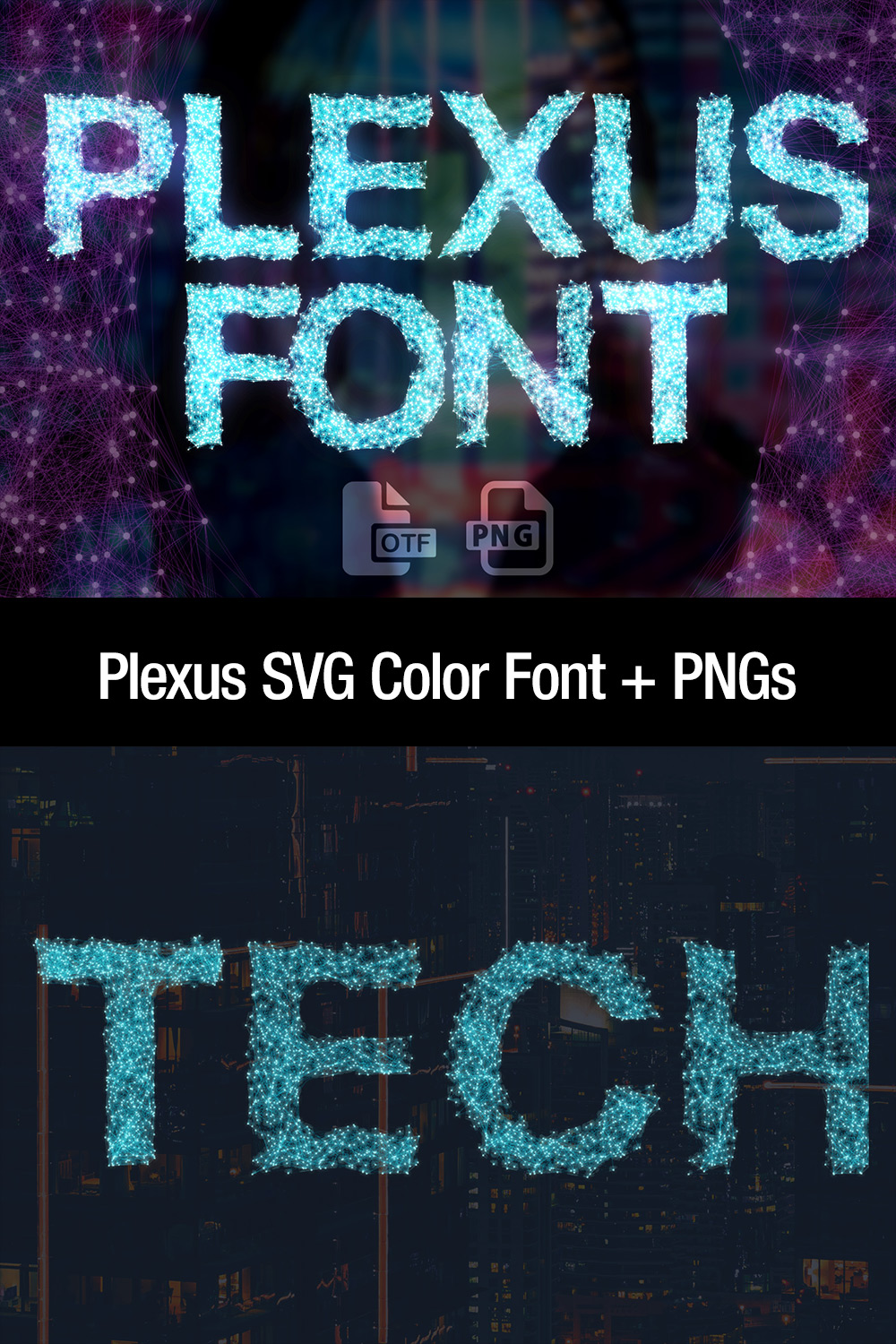 MS Plexus Opentype SVG Font and PNG pinterest image.