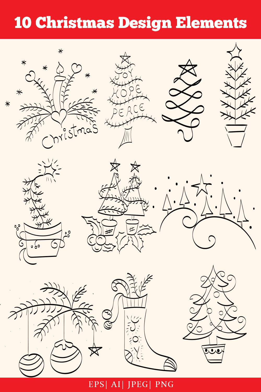10 Christmas Design Elements - pinterest image preview.