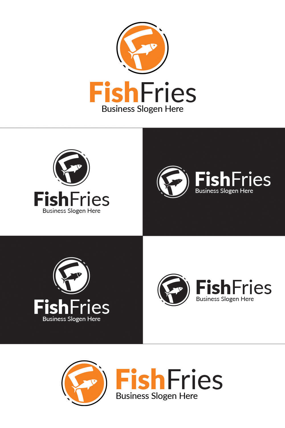 F Letter Logo Fish Design pinterest image.