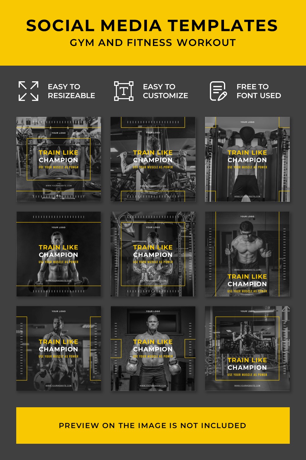 Workout Social Media Post Templates - pinterest image preview.