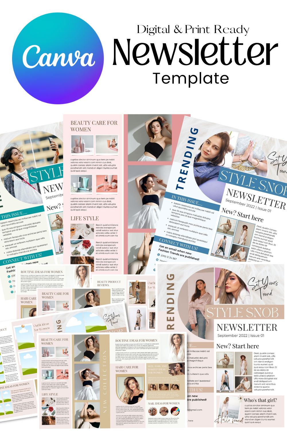 Fashion Canva Newsletter Template - pinterest image preview.