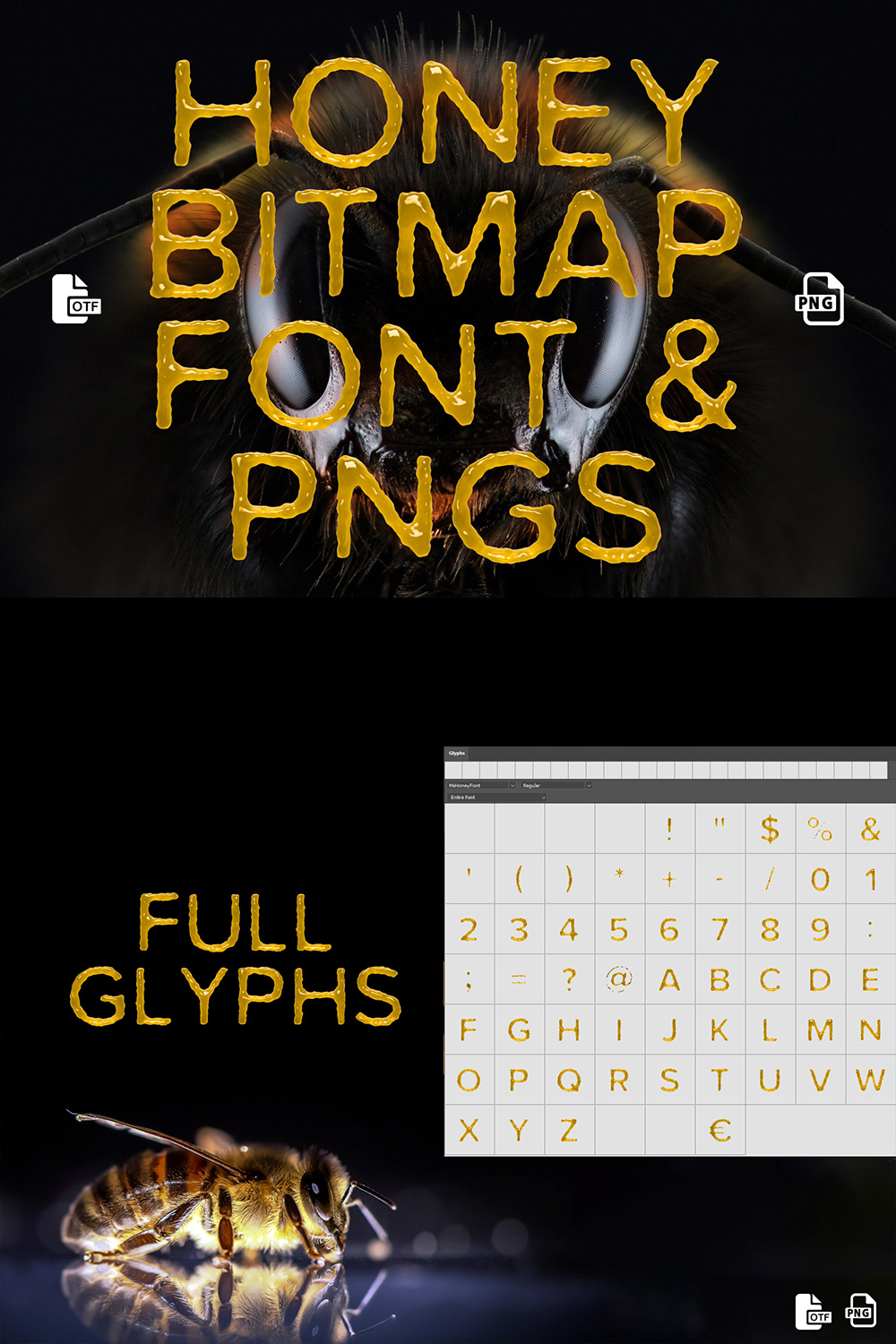 Ms Honey Bitmap Font and PNG pinterest image.