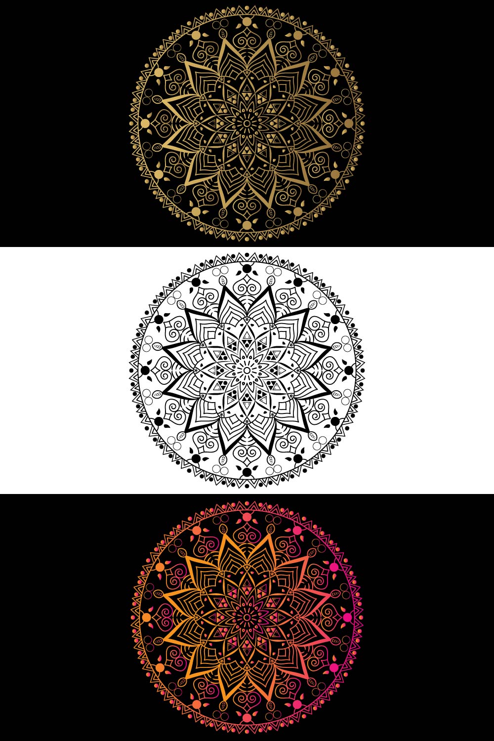 Collection of images with enchanting round mandalas.
