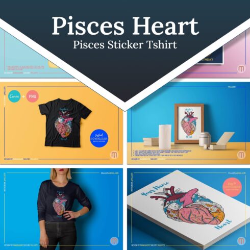 Pisces Heart - Pisces Sticker Tshirt.