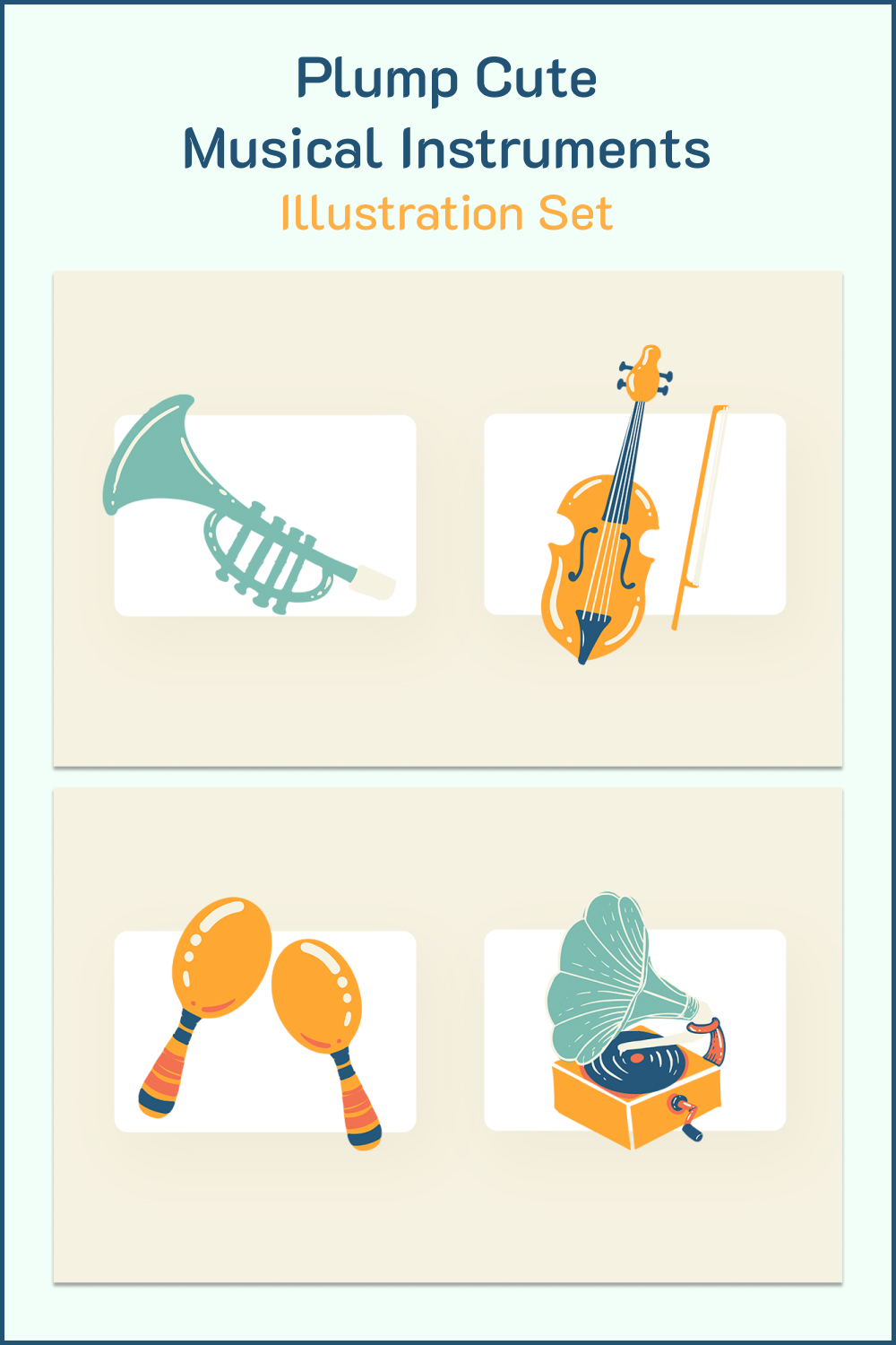 plump cute musical instruments illustration set 02 567