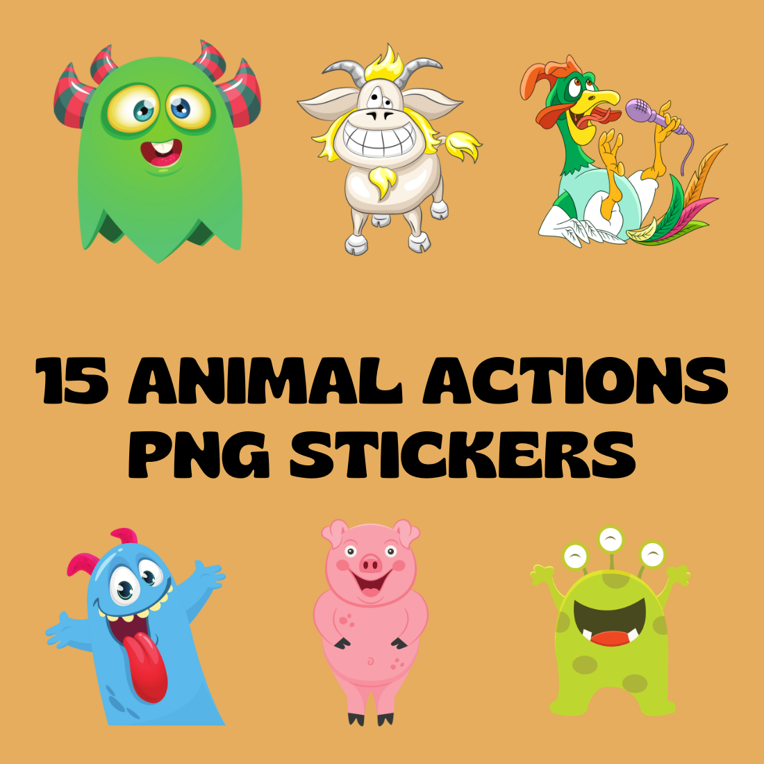 Best Animal Actions PNG Graphic Stickers cover image.