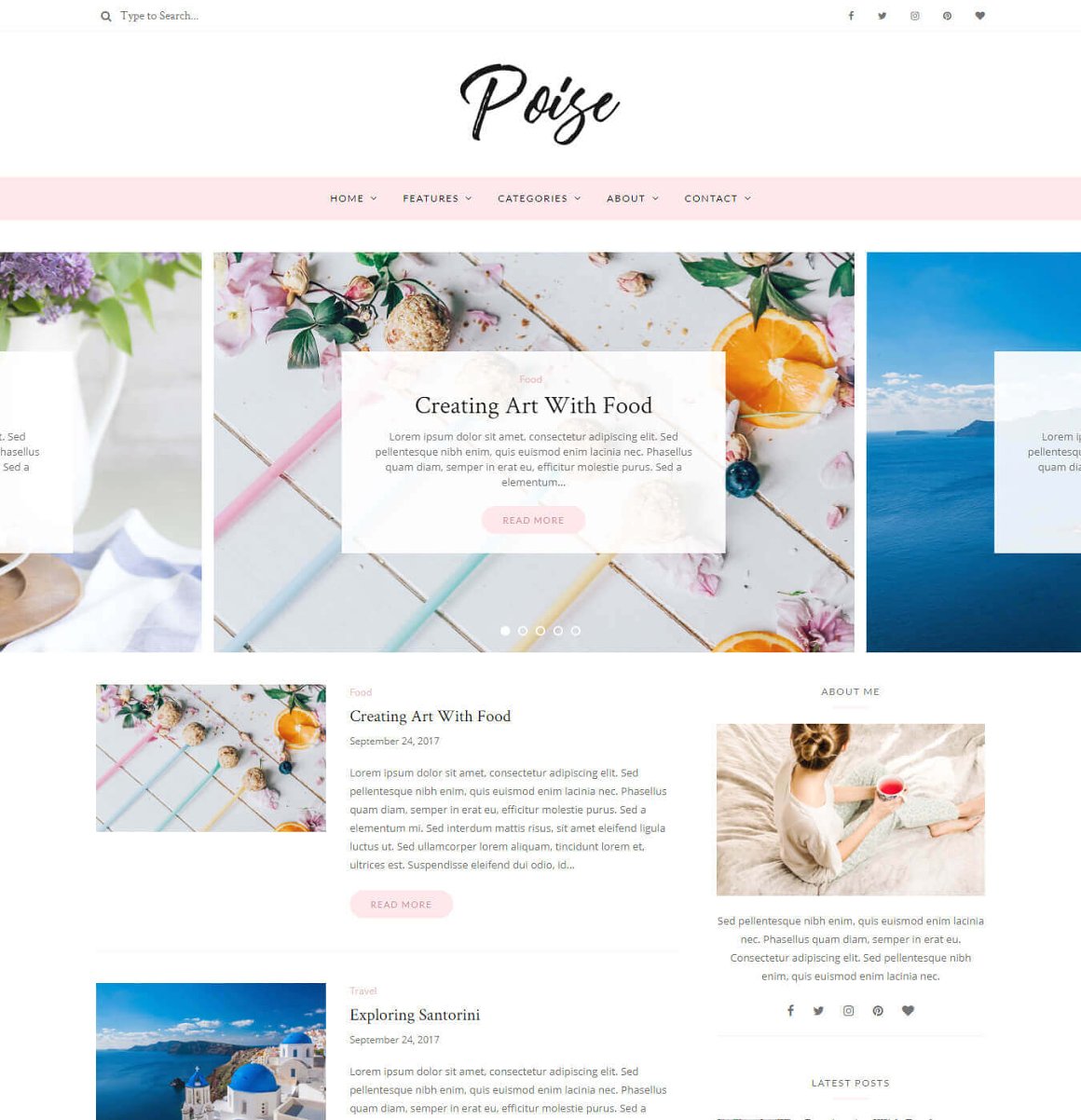 Poise blog template in web version.