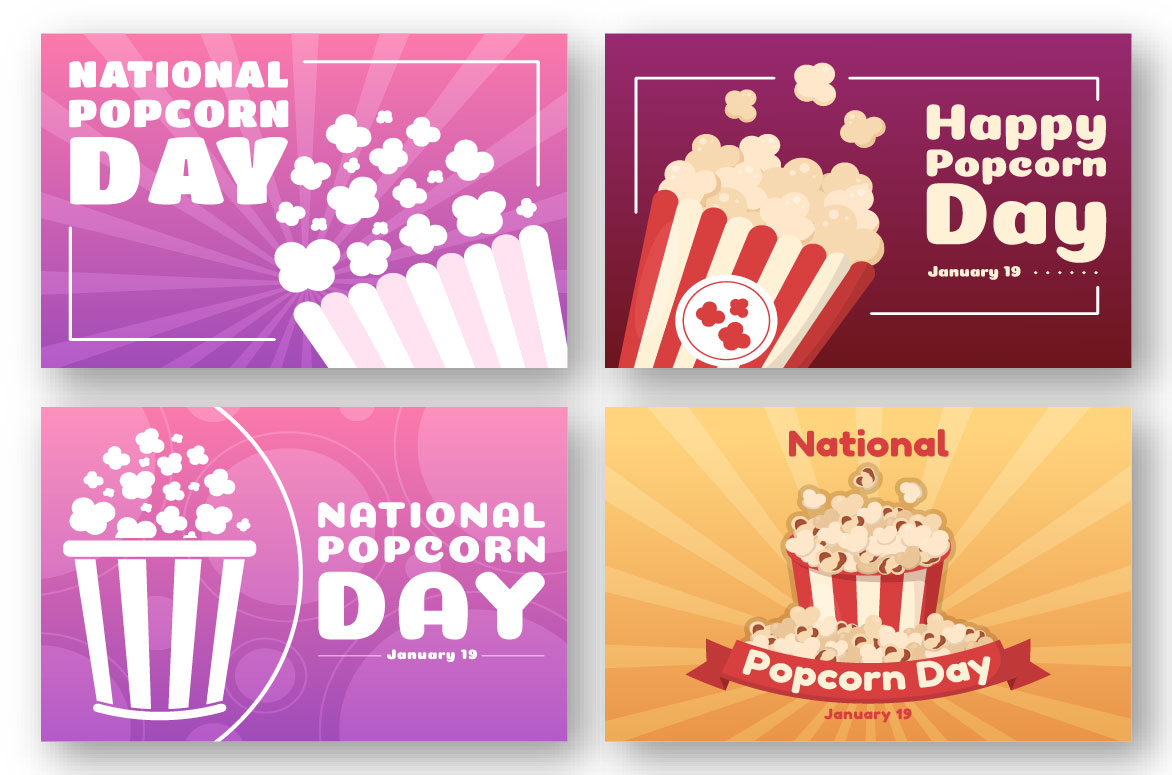 Cartoon Popcorn Day Design preview image.