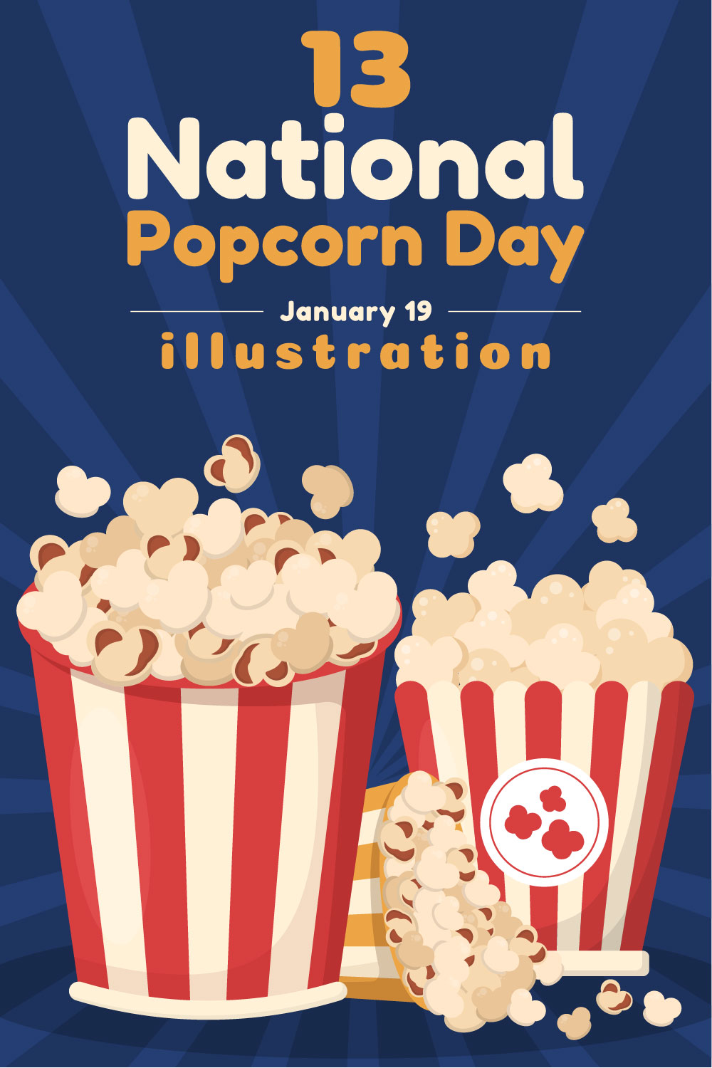 National Popcorn Day Illustration pinterest image.