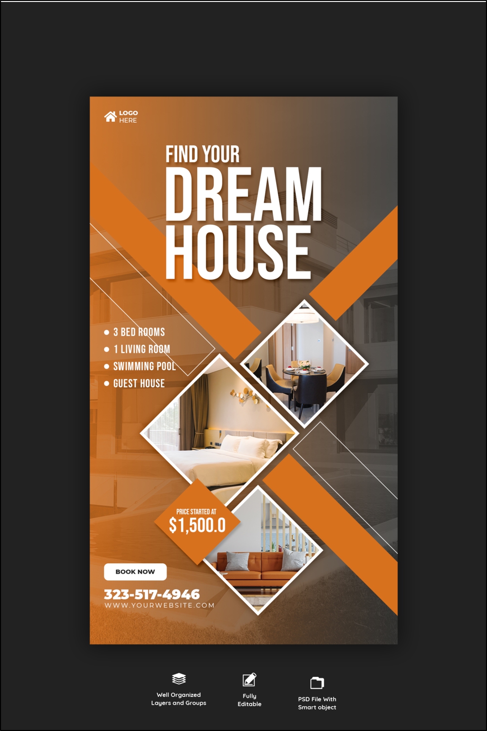 Real Estate Home Templates for Social Media pinterest image.