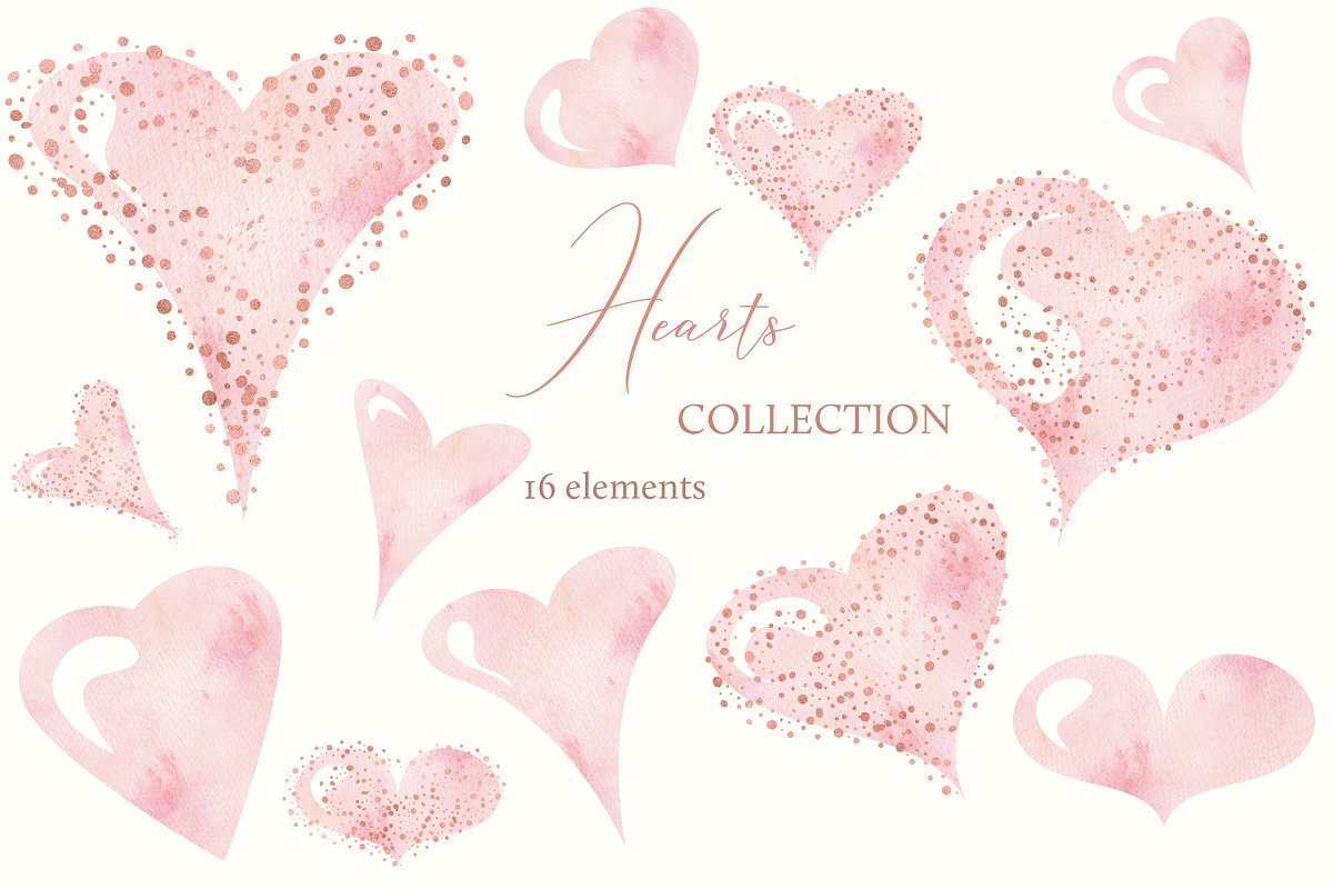 Cover image of Watercolor Hearts Collection 002.