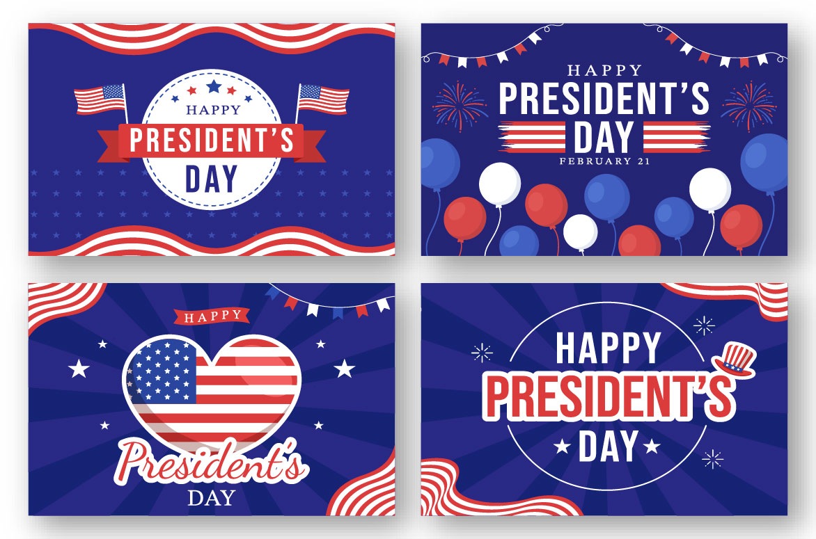 Cartoon Happy Presidents Day Graphics Design preview image.