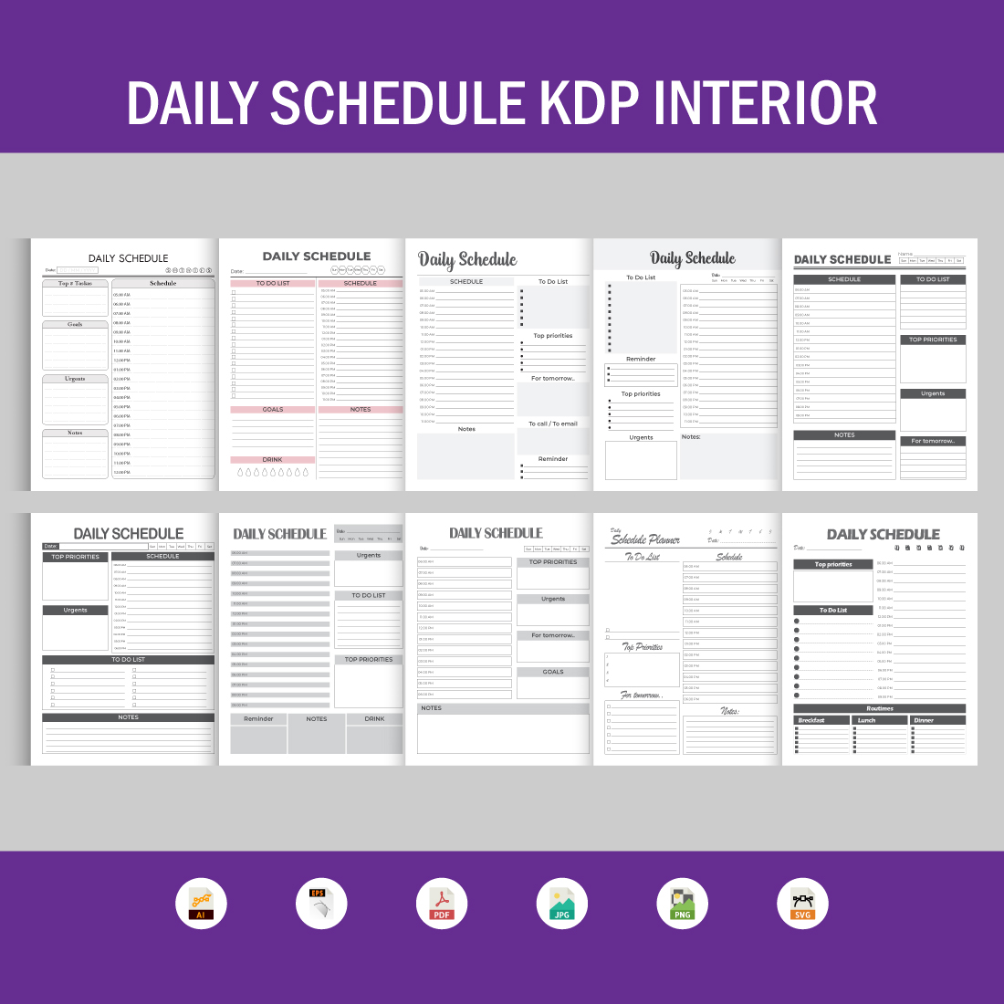 10 Editable Canva Templates Daily Schedule Planner created by fbstockbd.