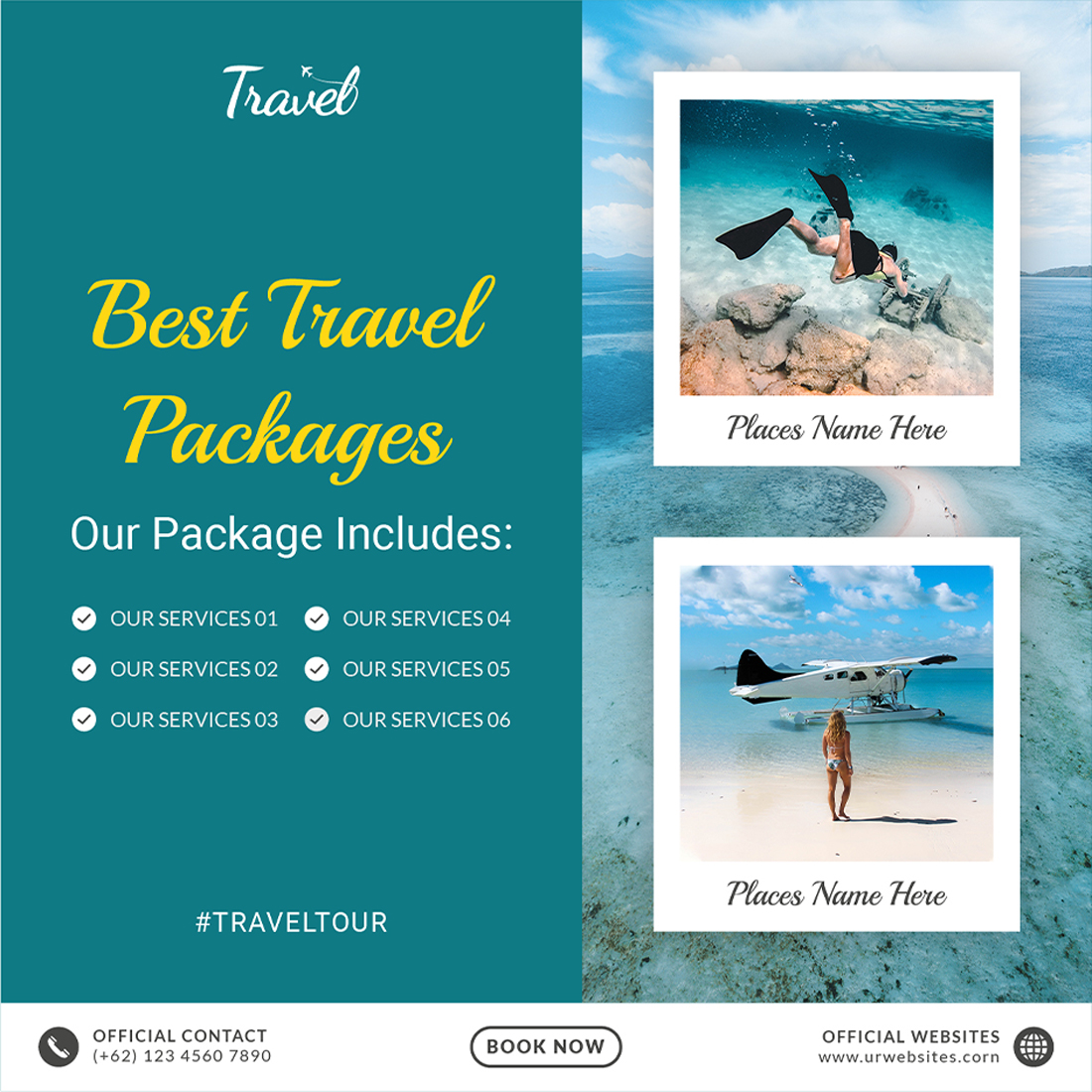 Leisure & Travel Social Media Post Templates best travel packages.