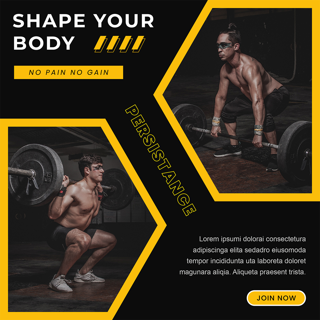 Fitness Sport Social Media Post Templates preview image.