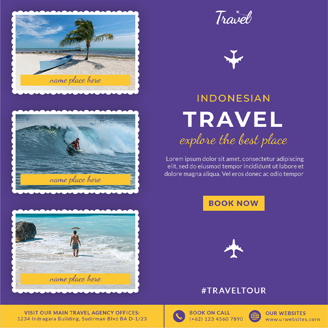 Modern Travel & Tourism Social Media Post Templates.