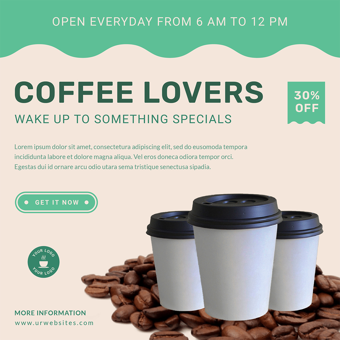 Coffee Shop Social Media Post Templates for coffee lovers.
