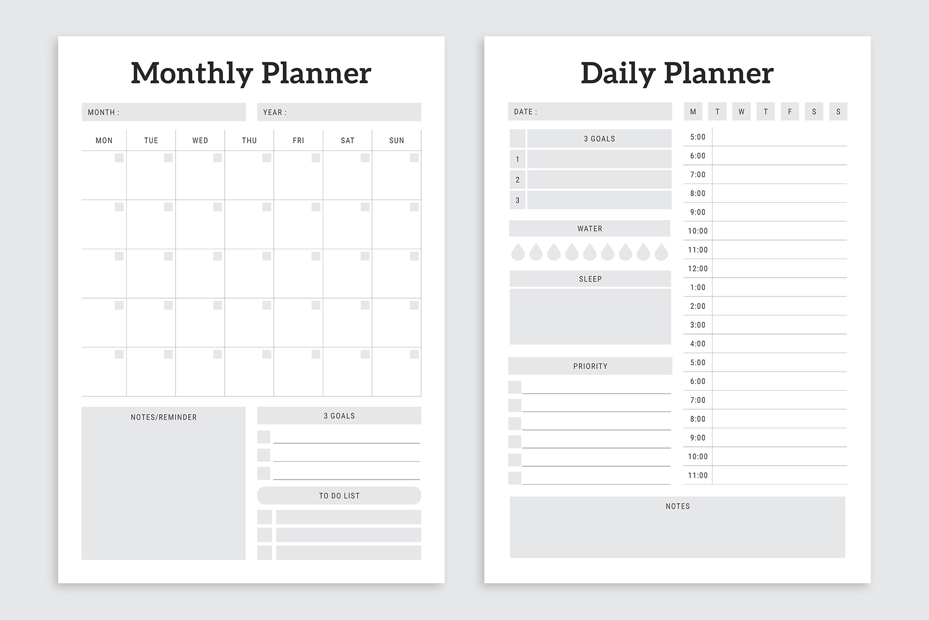 Monthly & Daily Planner designs.