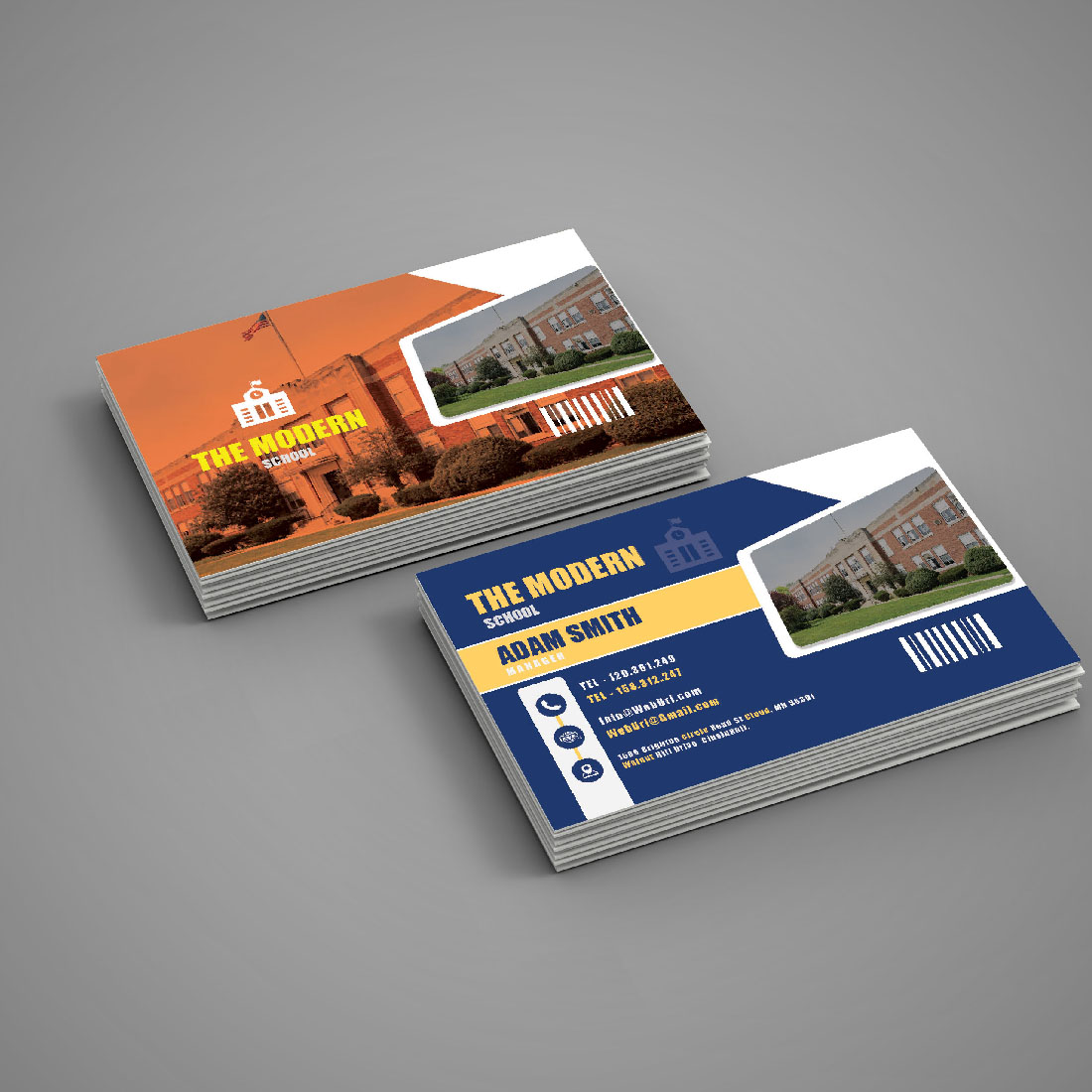 Creative School Education Business Card Template cover image.