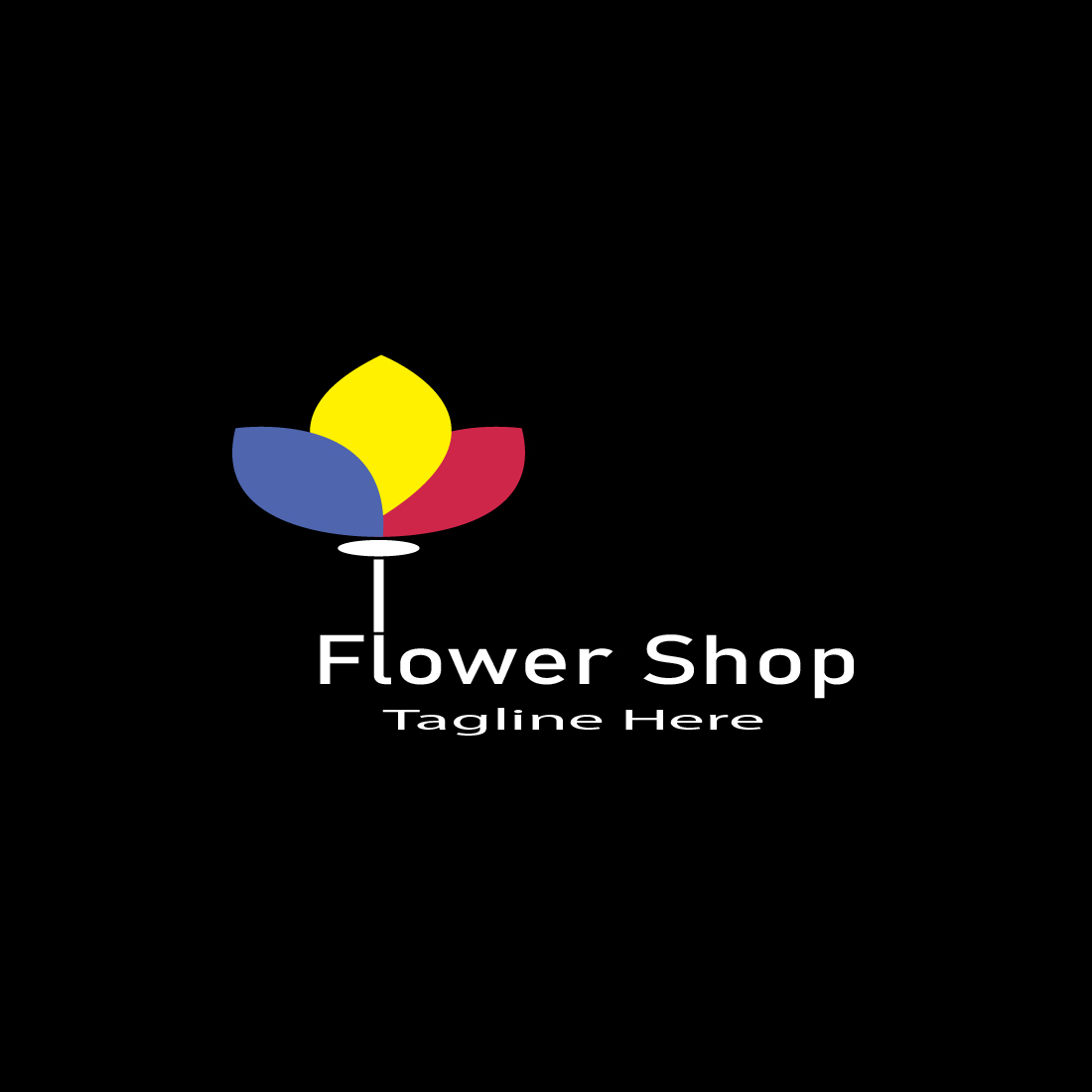 Flower Shop Logo preview with black background.