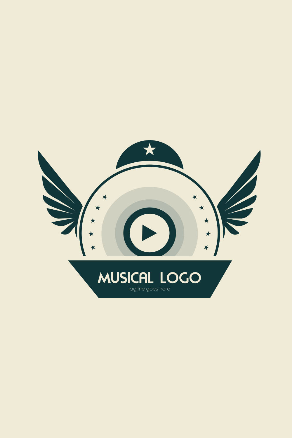 Creative Vintage Musical Logo Design Pinterest Collage image.