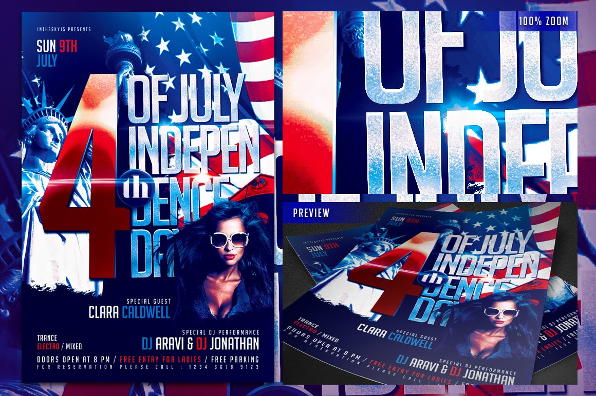 Colorful font and dark blue flyers for your nice Independence day.